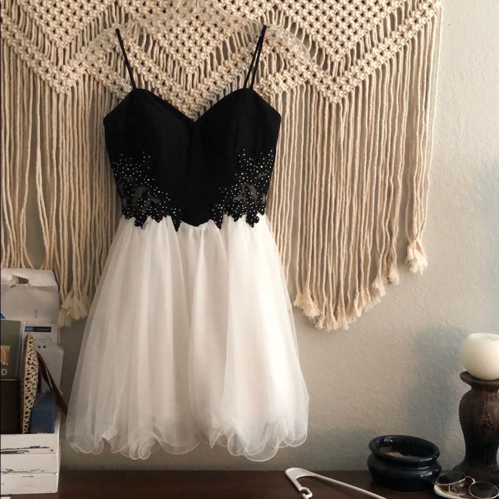 Black and white homecoming dress